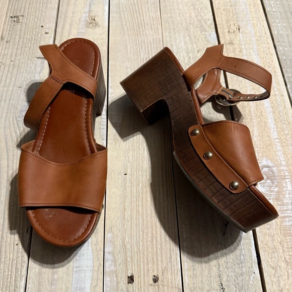 Nine West Shoes - Nine West Jayce 2 Platform Sandals Brown Leather Ankle Straps